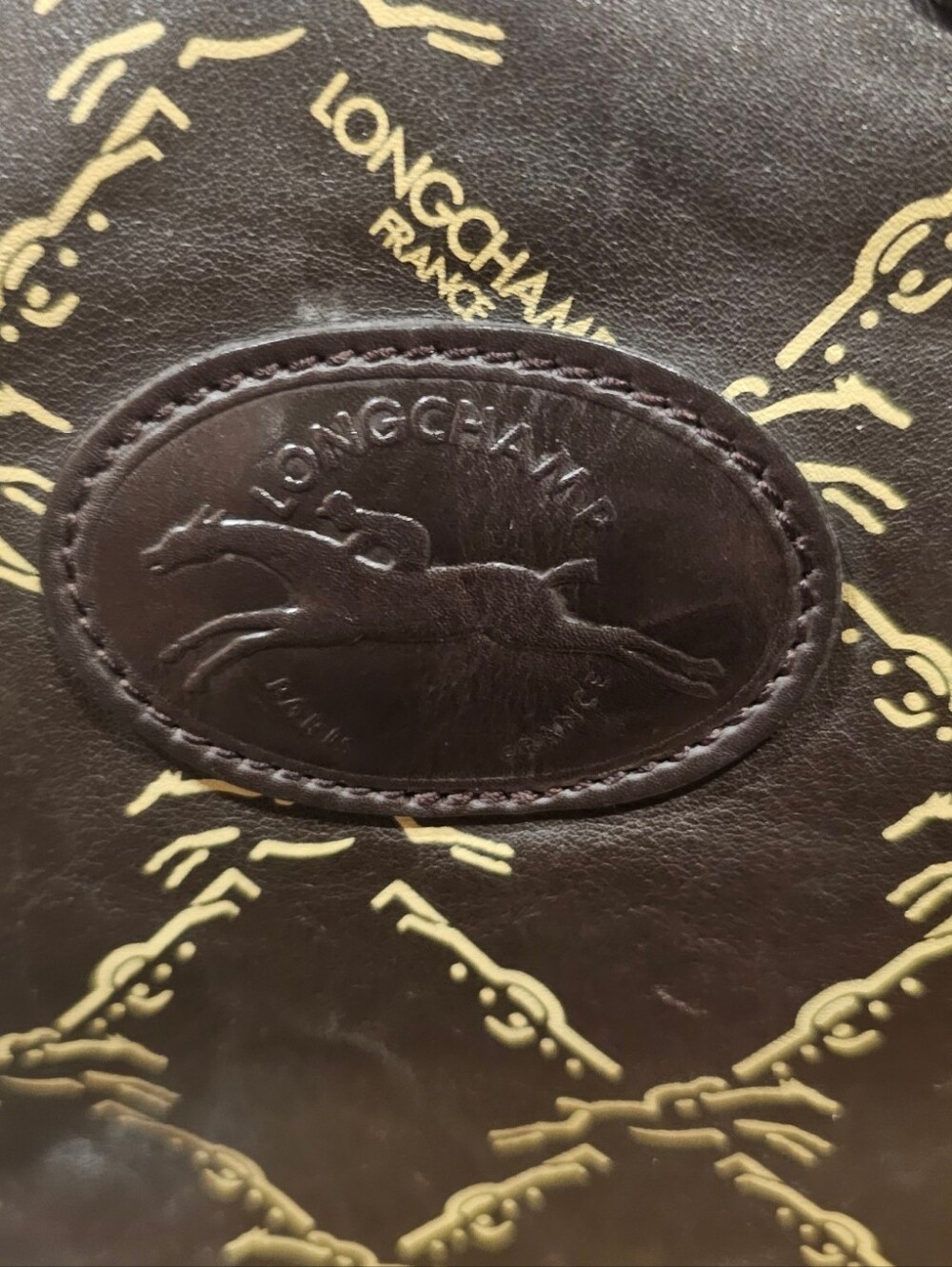 Vintage Longchamp Dark Brown Tote With Vintage Racehorse Zipper Pull - Picture 5 of 10